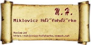 Miklovicz Hófehérke névjegykártya